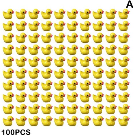 BelleRise - 100/200 pièces mini canards en caoutchouc miniatures en résine jaunes Petit D (1/5)