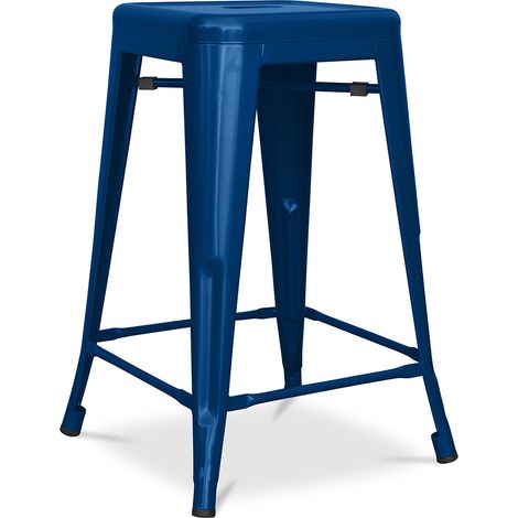 Sgabello da bar - Design industriale - Acciaio opaco - 60cm - Nuova edizione - Stylix Blu scuro (1/5)