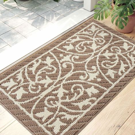 Zerbino d'ingresso per interni 50 x 80 cm – Assorbente e antiscivolo – Lavabile in lavatrice – Marrone per uso interno ed esterno (1/5)