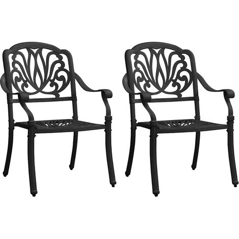 vidaXL Sillas de jardín 2 unidades aluminio fundido negro (1/5)