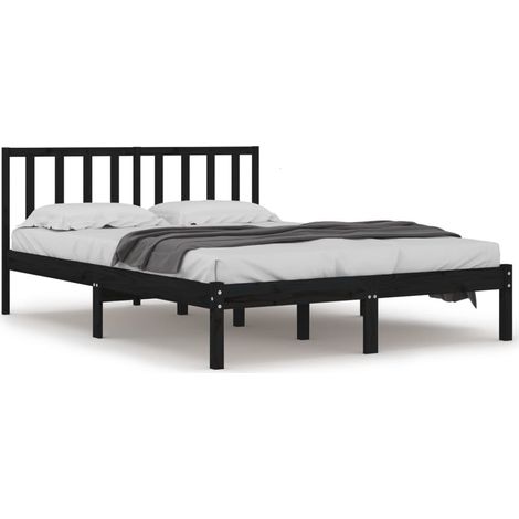 Maison Exclusive - Massivholzbett Schwarz Kiefer 200x200 cm