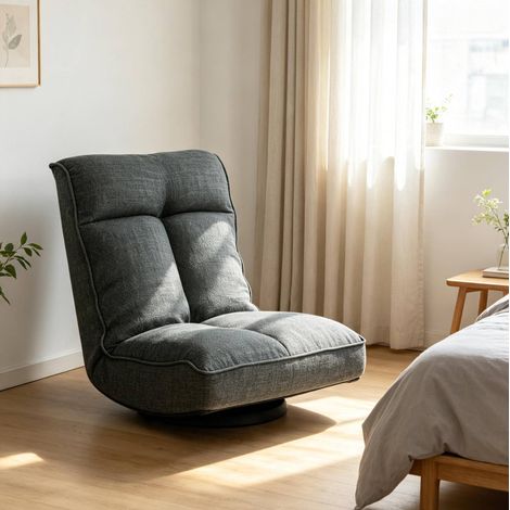 Sillón de suelo reclinable giratorio de 5 posiciones gris OKWISH (1/5)