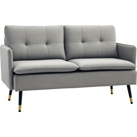 Sofa 2 Sitzer, aus Stoff, grau, 139 × 68 × 80 cm, Polyester, Edelstahl, 24 kg (1/5)
