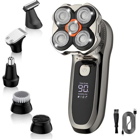 Journeyside Rasoir Tete Chauve Homme 6 en 1, Rasoir Chauve Sans Fil Adapté Toilettage Visage et Coiffage, Rasoir (1/5)