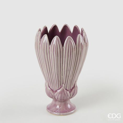 EDG Enzo De Gasperi Vaso Freaky Foglie Coppa H 26,5 Cm D 16 Cm Ceramica Waterproof Purple