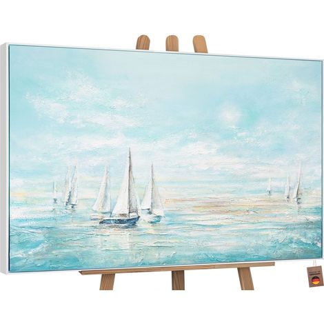 Gemälde Meeresblau Rahmen Weiß 120x80 cm (1/5)