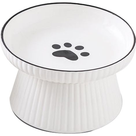1 Bol en céramique surélevé,large et peu profond,pour chats et petits chiens,anti-vomissement (1/5)