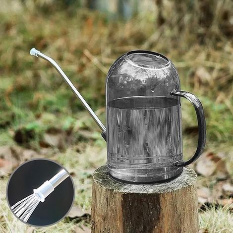 Regadera de plástico,versión actualizada,regadera para plantas con boquilla larga de acero inoxidable,2 L/68 oz,marcas de medición claras,gris (1/5)
