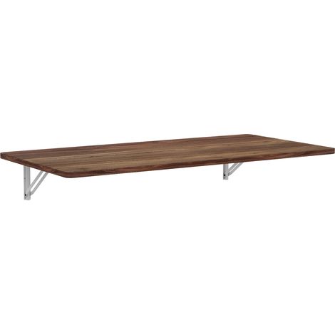 Table rabattable murale pliante, MDF, finition bois foncé, idéale pour petit espace, bureau à domicile ou cuisine, charge 30 kg, installation facile CHICFURN (1/5)