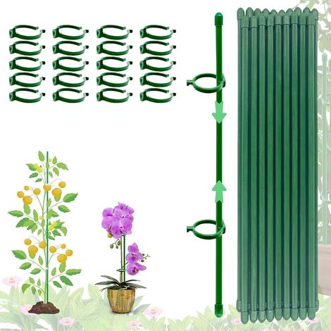 (80PCS) Tuteurs pour Plantes, 20 Pièces Tuteur Plante Interieur, 20 Tiges de Plantes Clips, 40 Capuchons de Protection, Tuteur Fleur Interieur, Tuteur Orchidee, Fixation de Croissance des Plantes (1/5)