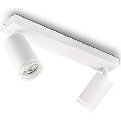 Plafonnier GU10, Spot Plafond 2 Spots Blanc, Plafonnier Spot Orientable (1/5)