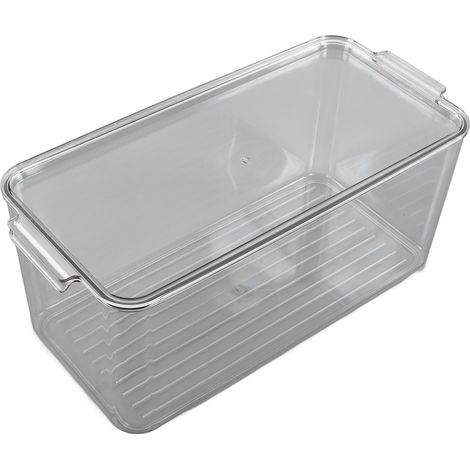 Boîte de rangement empilable en plastique transparent pour réfrigérateur et cuisine, idéale pour conserver fruits et légumes. Haute (1/5)