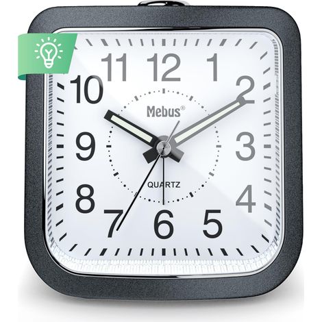 Sveglia al quarzo, silenziosa, non toccabile, lancette luminose, allarme snooze, sveglia snooze, quadrante illuminato premendo un pulsante, colore grigio antracite, modello