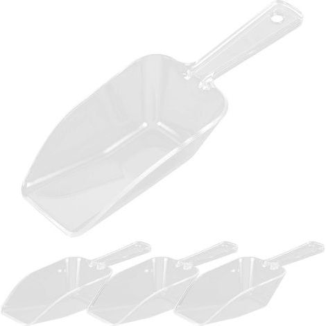 Lot de 4 mini pelles à glace transparentes en plastique pour mariages, bonbons, desserts, buffets, crèmes glacées, poudres protéinées (blanches)-4pcs-White (1/3)