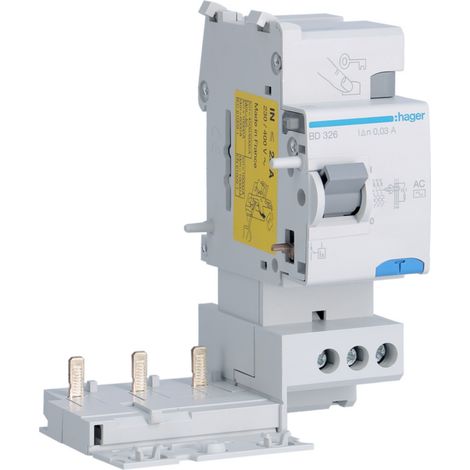 Bloc différentiel 3 Pôles 25A 30mA type AC HAGER BD326 (1/3)