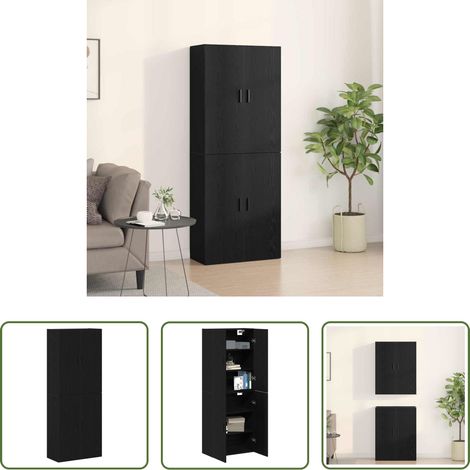 vidaXL Wandregal - Wandschrank 2 pcs Schwarz Eichen-Optik 69,5 x 34 x 90 cm (1/5)