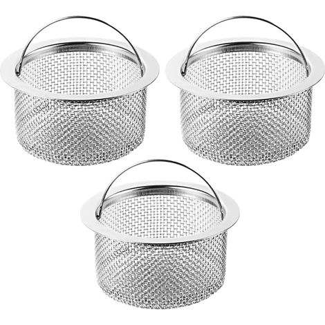 Lot de 3 Passoire d'évier, Acier inoxydable, Diamètre 6,8 cm, Poignée ergonomique, Filtre antirouille, Cuisine (1/5)