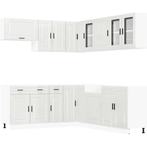 Maison Exclusive - Mueble cocina Porto blanco brillo 11 pzas made