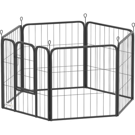 Six-Panel Dog Playpen  Door, for Small Dogs, Indoors, Outdoors, 60cm Tall, Black (1/5)