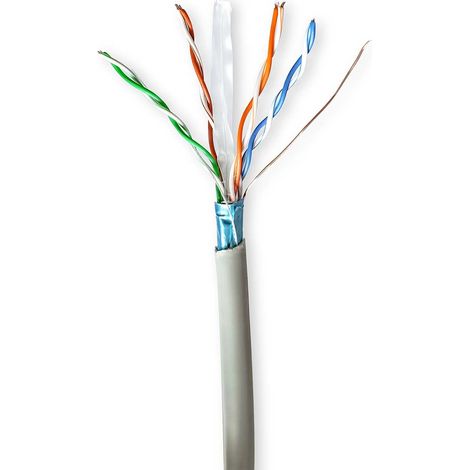 Rollo de cable de red  CAT6  Varado  F/UTP  ACC  100,0 metros  Interior  Redondo  PVC  Gris  Caja de regalo