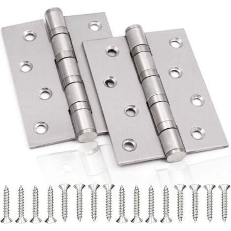 Charnière de Porte en Inox,2 Pcs Charnières De Porte Charnières Pliables Charnières Inox Épaisseur 3mm Paumelle,pour Portes massives intérieur (Silver,100X75mm) (1/4)