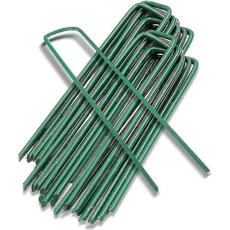 Agrafes de jardin en forme de U, piquets de fixation en acier pour sol, pointes de stabilisation, 20 pièces (1/3)
