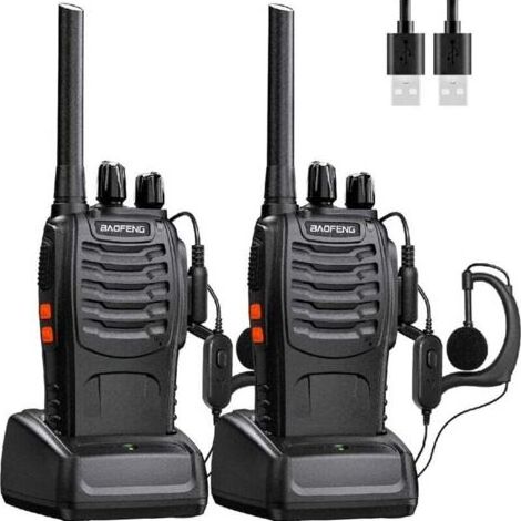 Talkie walkie professionnel 16 canaux PMR – Longue portée 10km – Rechargeable avec batterie 1500mAh – Oreillette et USB chargeur inclus (1/4)