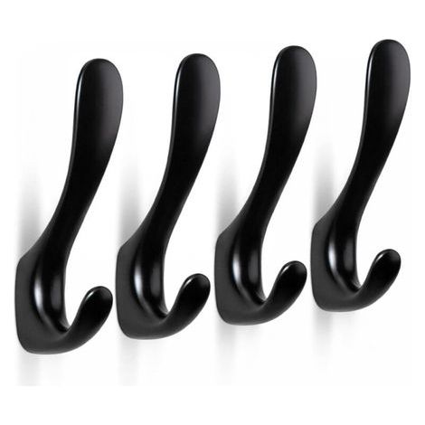 Set di 4 ganci a vite da parete in lega di zinco, ganci indipendenti per appendere vestiti, cappelli, asciugamani, zaini (neri) (1/4)