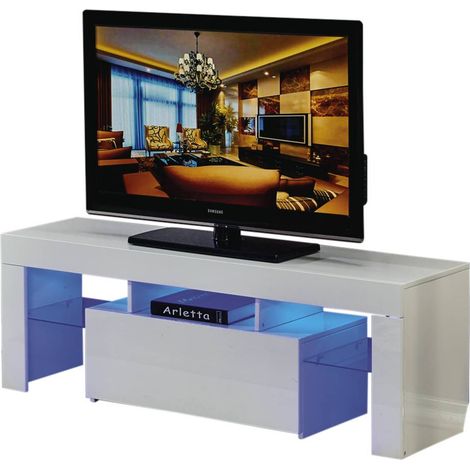 Mueble TV LED BORDA - 130 x 34 x 45 cm - Blanco