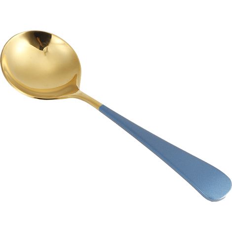 5-teiliges Set Suppenlöffel aus Edelstahl, Kinderlöffel, Esslöffel, Besteck, Haushaltsküchenbedarf, Blau (1/5)