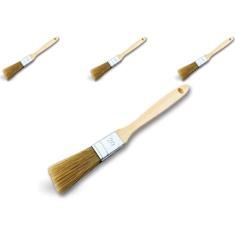 Pinceau queue de morue  Lot de 3  Soie blanche  Largeur 20 mm  Unite jetable  Multi support  Peinture huile acrylique vernis emaux colle lasure teinture appret resine  Kibros 32020ccx3 (1/5)