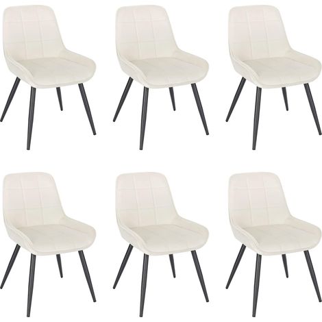 WOLTU 6X Sillas de Comedor Silla Ergonómica con Respaldo Silla de Terciopelo en Estructura Metal Sillas para Dormitorio Salón Comedor y Cocina Crema
