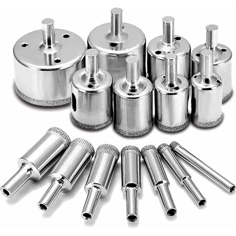 Enowelir Foret de Diamant, (15 Pcs ensemble de scie-cloche), coupeur de trou de tuile, Scie diamantée (Outils de solvant pour le verre, la porcelaine, la céramique, la pierre de granit) Scie cloche et (1/4)