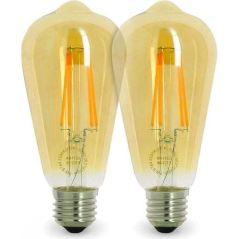 Paquete de 2 bombillas LED E27 7W ST64 2200K, XU, tipo Edison, temperatura de color: blanco cálido 2200K - KZQ (1/4)