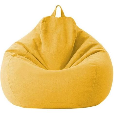 Housse de pouf poire - - 100x120cm - Coton et lin - Jaune - Ergonomique (1/4)