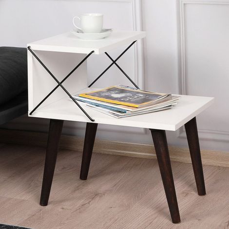 Nachttisch Cross Weiß Melamin 50x55x40 cm (1/5)