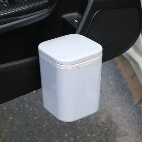 Mini-poubelle de bureau avec couvercle Poubelle en plastique gris(gris) (1/5)