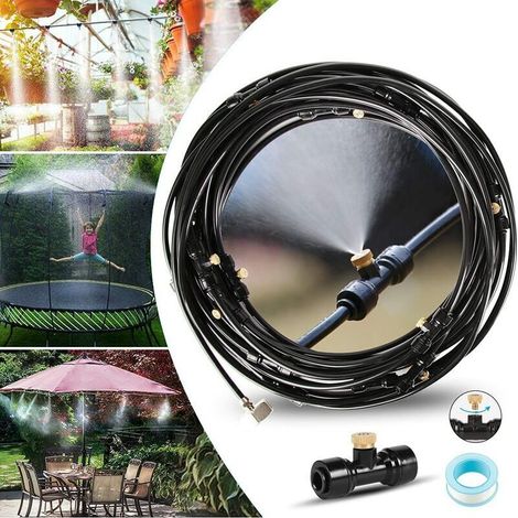 15M Brumisateur Terrasse Exterieur, Système de Brumisation Système de Refroidissement de Brumisation, Kit de Tuyau Brumisateur pour Jardin Parasol Trampoline Serre Piscine (18 Buse) (1/5)