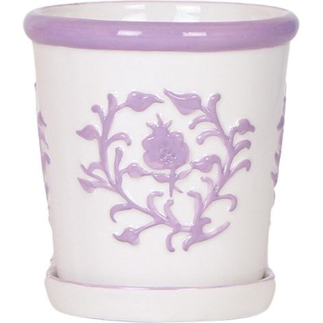 Cache-pot décoratif Malaga en céramique haute qualité aspect porcelaine coloris lilas Ø 9 cm - PANGIVO (1/3)