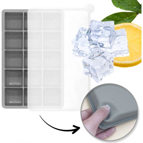 Vaschette per cubetti di ghiaccio in silicone, 15 cubetti, grigie FNL04