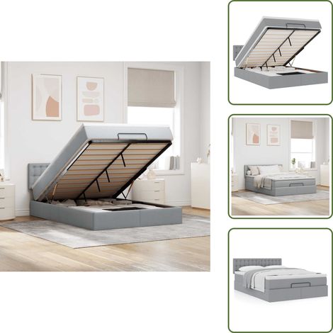 Letto con testiera - vidaXL Pouf Letto con Materasso Grigio Chiaro 140x190 cm in Tessuto - Materasso insacchettato