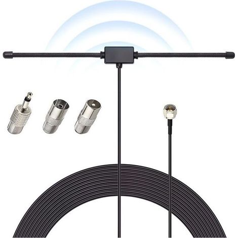 Antenne FM dipolaire avec câble de rallonge de 3 mètres, compatible avec systèmes musicaux, récepteurs stéréo domestiques et amplis home cinéma audio-vidéo (1/4)