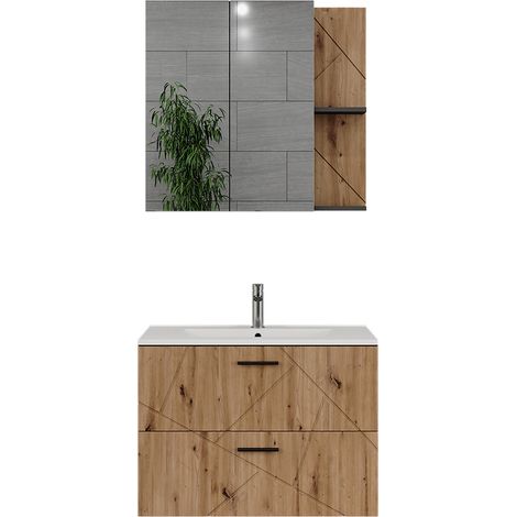 Ensemble de meubles de salle de bains Irma, Anthracite/Chêne de force doré, 3 pièces, Vicco (1/5)