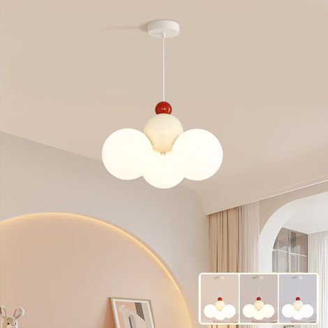 Lustre créatif, suspension LED, plafonnier suspendu, 3 températures de couleur réglables, hauteur réglable, 36 cm x 32 cm, beige (1/5)
