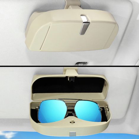 Étui de rangement polyvalent pour lunettes de soleil, support de fixation pour voiture, boîte organiseur universelle (Beige) (1/3)