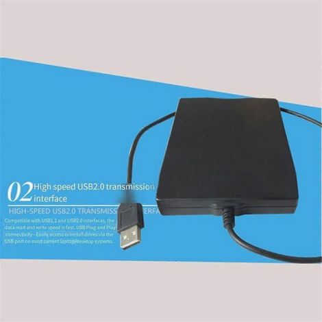 Lecteur De Disquettes - USB 2.0 - Compatible Windows Et Mac - Pour Disquettes 3 5 Pouces HD Et DD - 1 44 Mo Et 720 Ko - Alimenté Par USB - 1 Pièce (1/5)