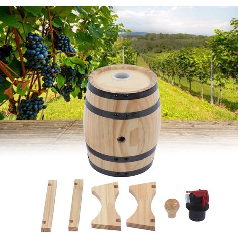 Fût en pin pour vin rouge, fût à vin artisanal pour bar/restaurant, tonneau décoratif en bois, fût à bière en libre-service pour restaurant barbecue, 1 L (1/5)