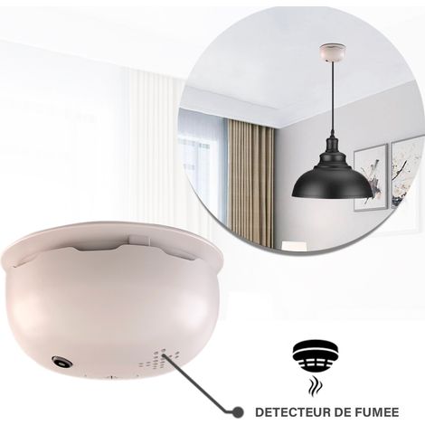Pavillon détecteur de fumée 2 en 1 pour lampe suspension blanc (1/3)
