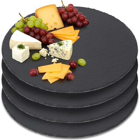 Serviertablett aus Schieferstein, rund, 30 cm Durchmesser, 4 Stück. (1/5)