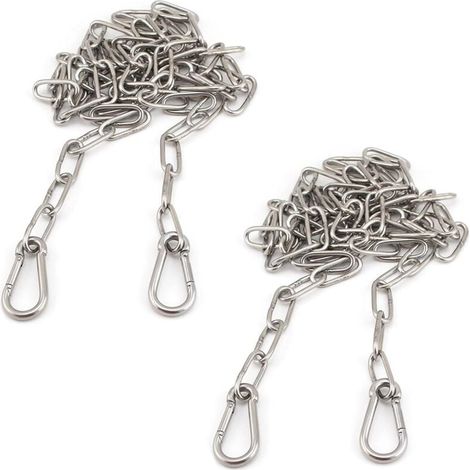 Stück Hängesesselkette, Verlängerungskette aus 304 Edelstahl mit 4 Karabinerverbindern, 1 m lange Hängemattenkette zum Aufhängen, für Schaukeln, Hängematten, Vorhängeschlosskette (1/4)